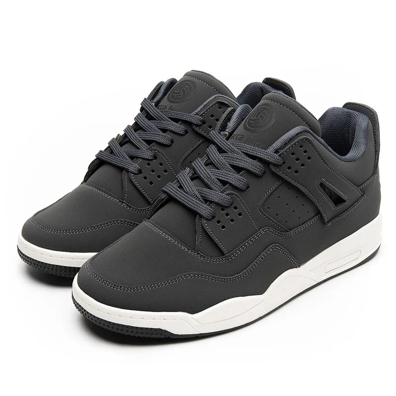 باكا بوتشي حذاء رياضي رجالي متوسط الطول من جلد الغزال الرمادي